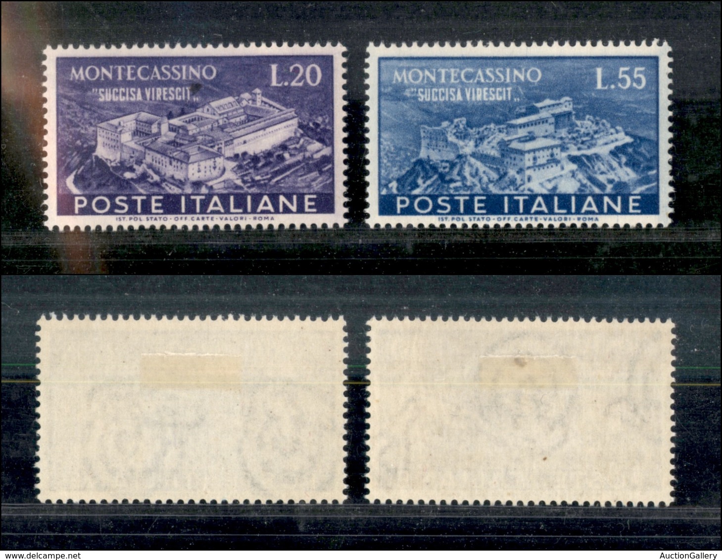 2208 REPUBBLICA  - 1951 - Montecassino (664/665) - Serie Completa - Nuovi Con Gomma - Piccole Macchie Nere Sul 20 Lire - Autres & Non Classés