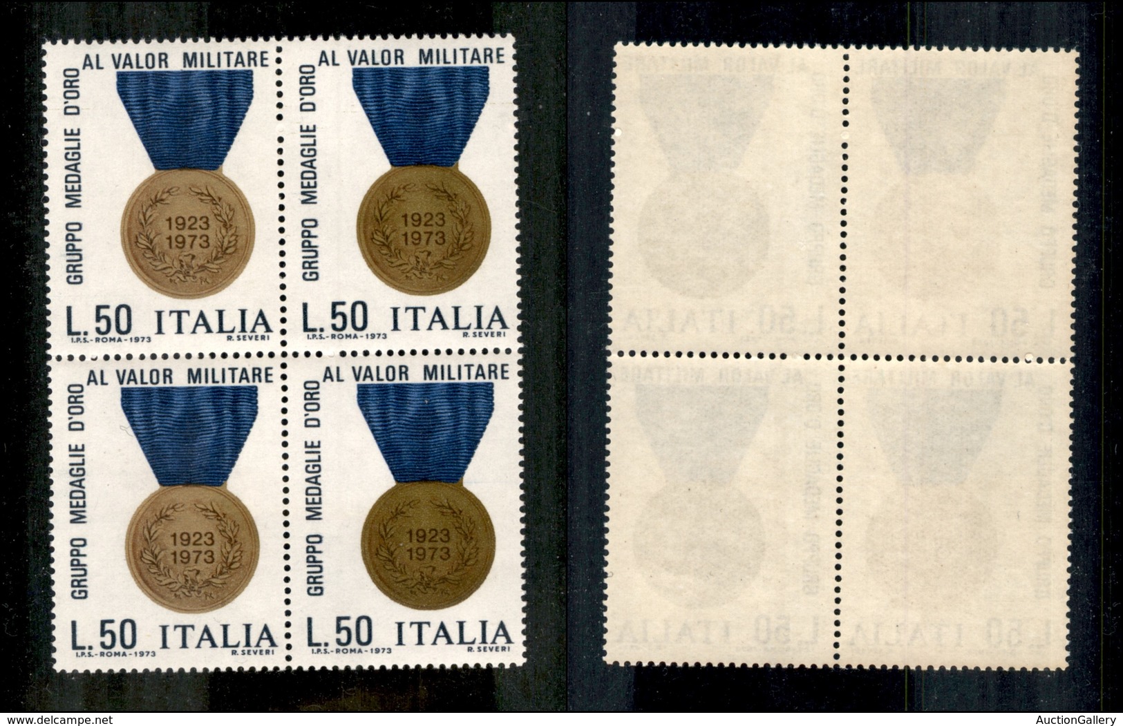 2229 REPUBBLICA  - 1973 - 50 Lire Medaglie (1240) In Quartina - Oro A Sinistra + Bronzo A Destra - Gomma Integra - Other & Unclassified