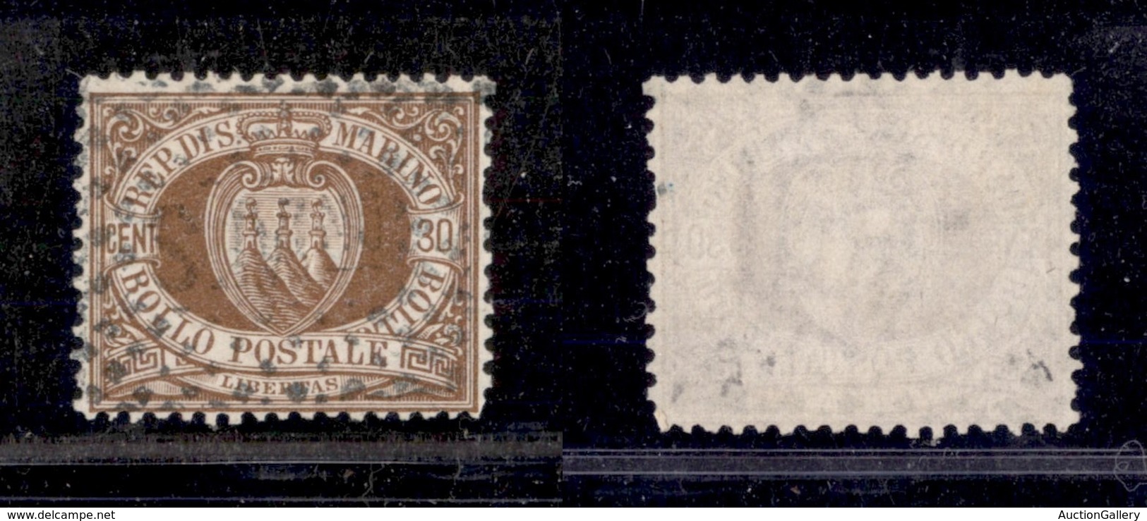 2310 SAN MARINO - 1877 - 30 Cent Cifra O Stemma (6) - Usato (160) - Andere & Zonder Classificatie