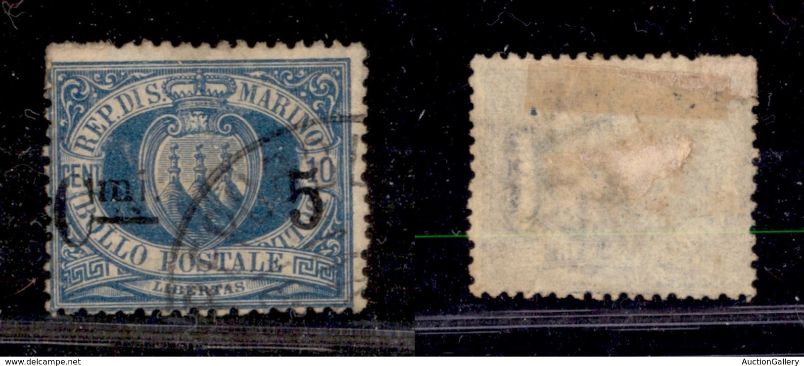 2311 SAN MARINO - 1892 - 5 Cent Su 10 Cent Stemma (8) - Usato (35) - Andere & Zonder Classificatie