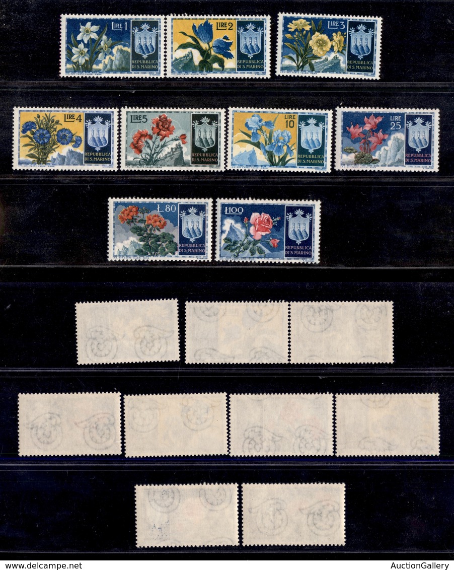 2359 SAN MARINO - 1953 - Fiori (400/408) - Serie Completa Di 9 Valori - Gomma Integra (90) - Other & Unclassified