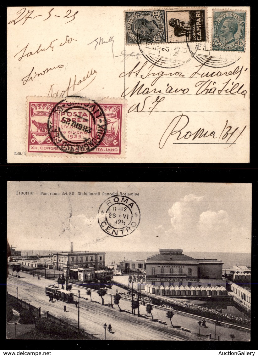 2376 POSTA AEREA - Posta Aerea Eccezionale - Livorno 28.6.25 - Cartolina Con Etichetta Commemorativa + Complementari (81 - Altri & Non Classificati