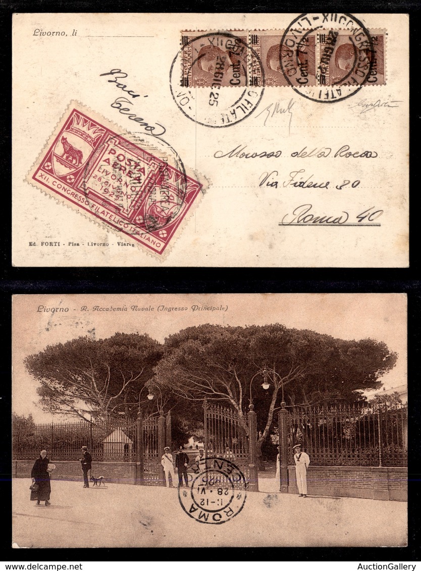 2378 POSTA AEREA - Posta Aerea Eccezionale - Livorno 29.6.25 - Cartolina Con Etichetta Commemorativa + Complementari (13 - Autres & Non Classés