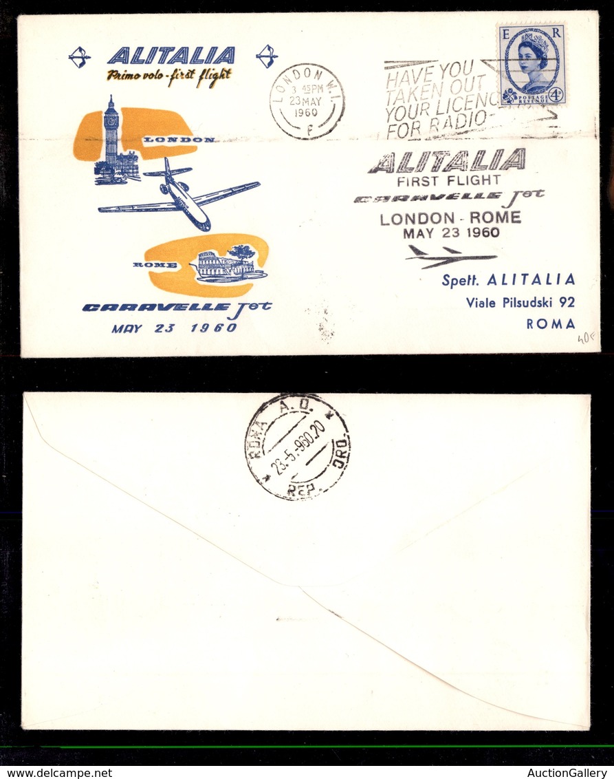 2394 POSTA AEREA - Busta Primo Volo Londra-Roma Su Caravelle Alitalia - Affrancatura Inglese 23.5.1960 (40) - Autres & Non Classés