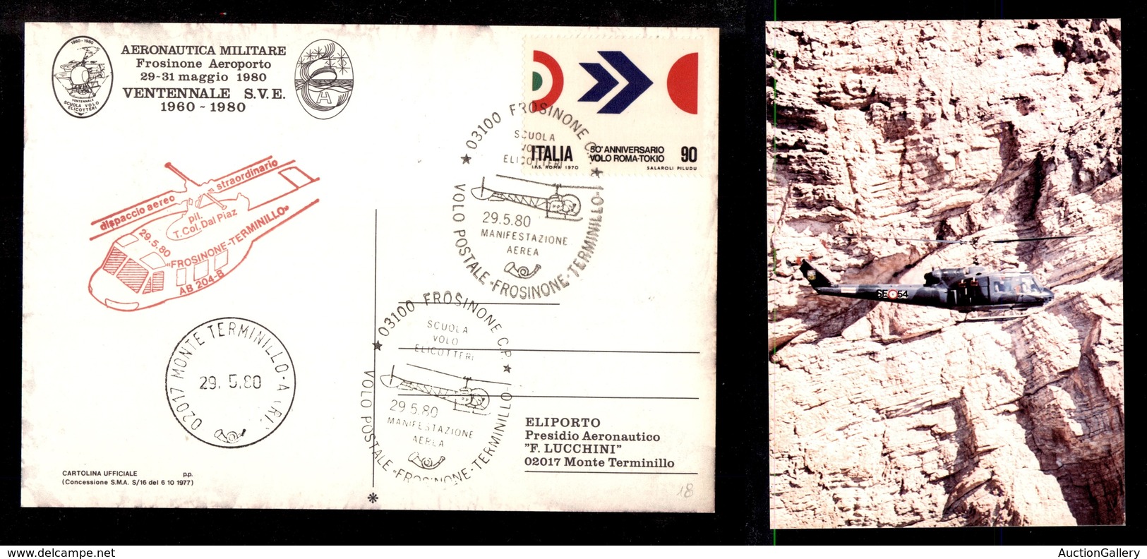 2420 POSTA AEREA - Cartolina Volo Postale Frosinone-Terminillo In Elicottero 29.5.1980 - Autres & Non Classés