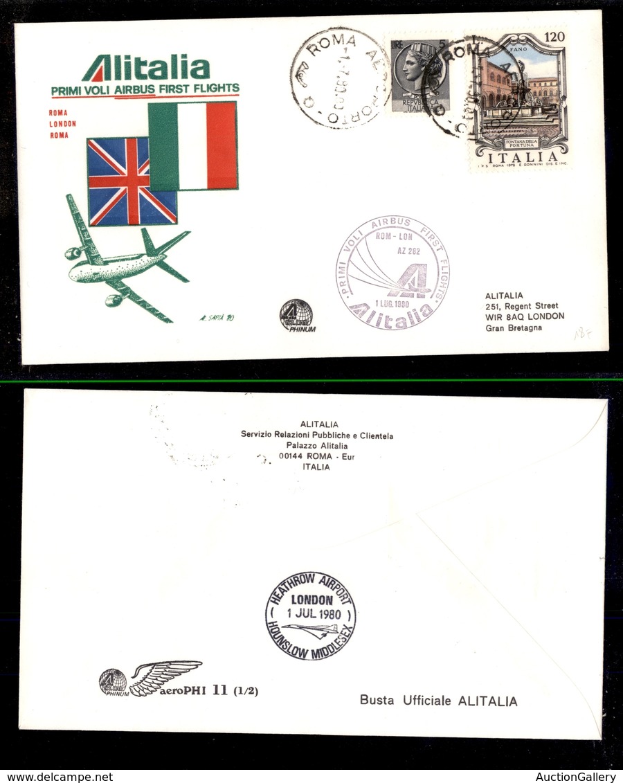 2428 POSTA AEREA - Busta Ufficiale Primi Voli Airbus Alitalia Roma-Londra 1.7.1980 - Andere & Zonder Classificatie