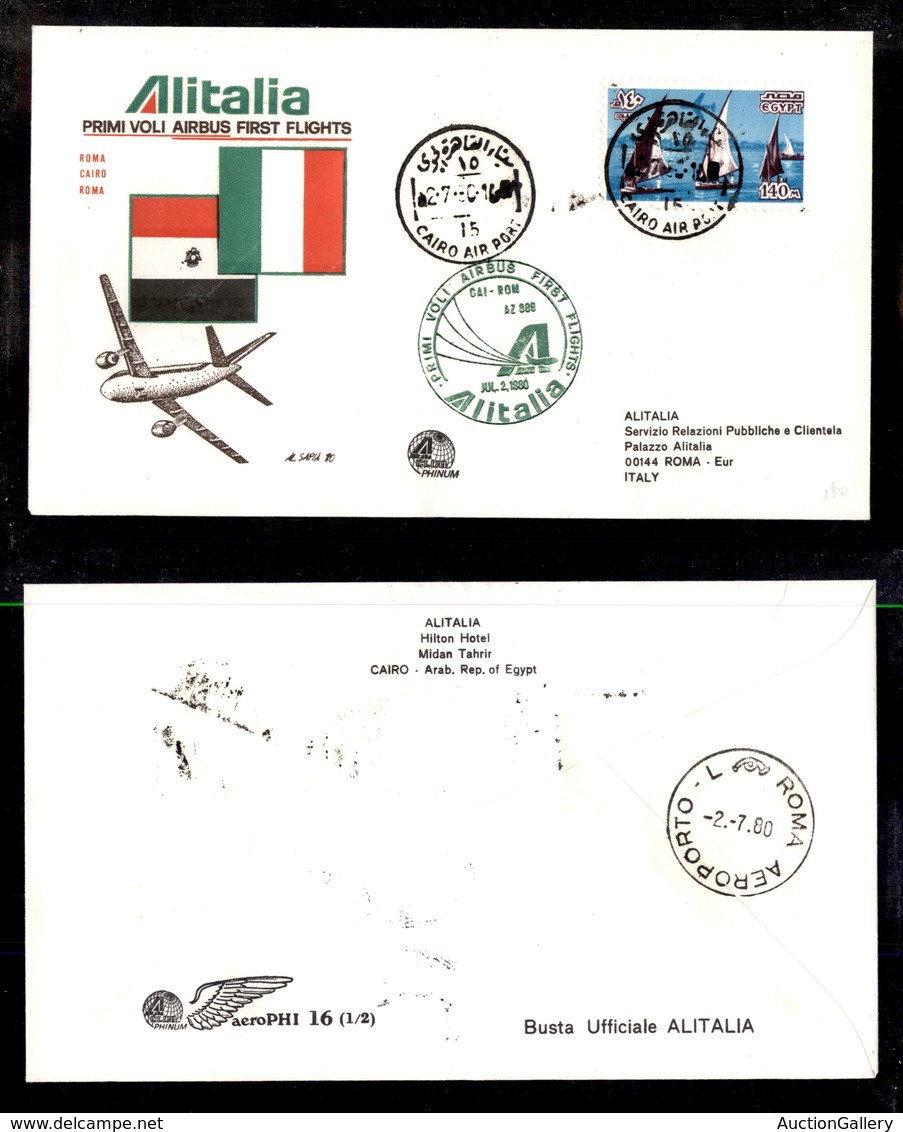 2431 POSTA AEREA - Busta Ufficiale Primi Voli Airbus Alitalia Cairo-Roma 2.7.1980 - Autres & Non Classés