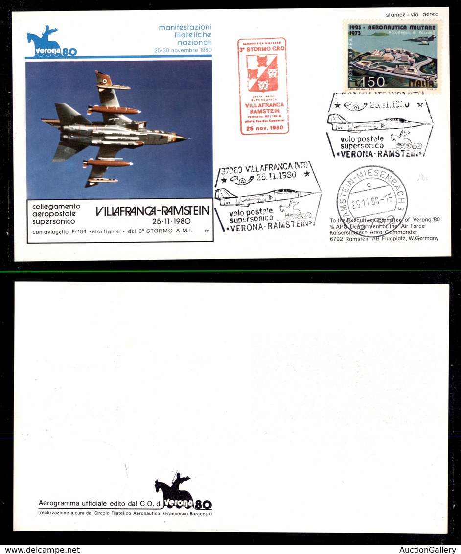 2435 POSTA AEREA - Aerogramma Ufficiale Volo Postale Supersonico F/104 Villafranca-Ramstein 25.11.1980 (18) - Other & Unclassified