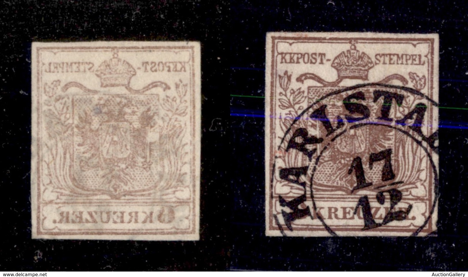 2449 AUSTRIA - 1850 - 6 Kreuzer (4) - Con Decalco - Usato - Andere & Zonder Classificatie