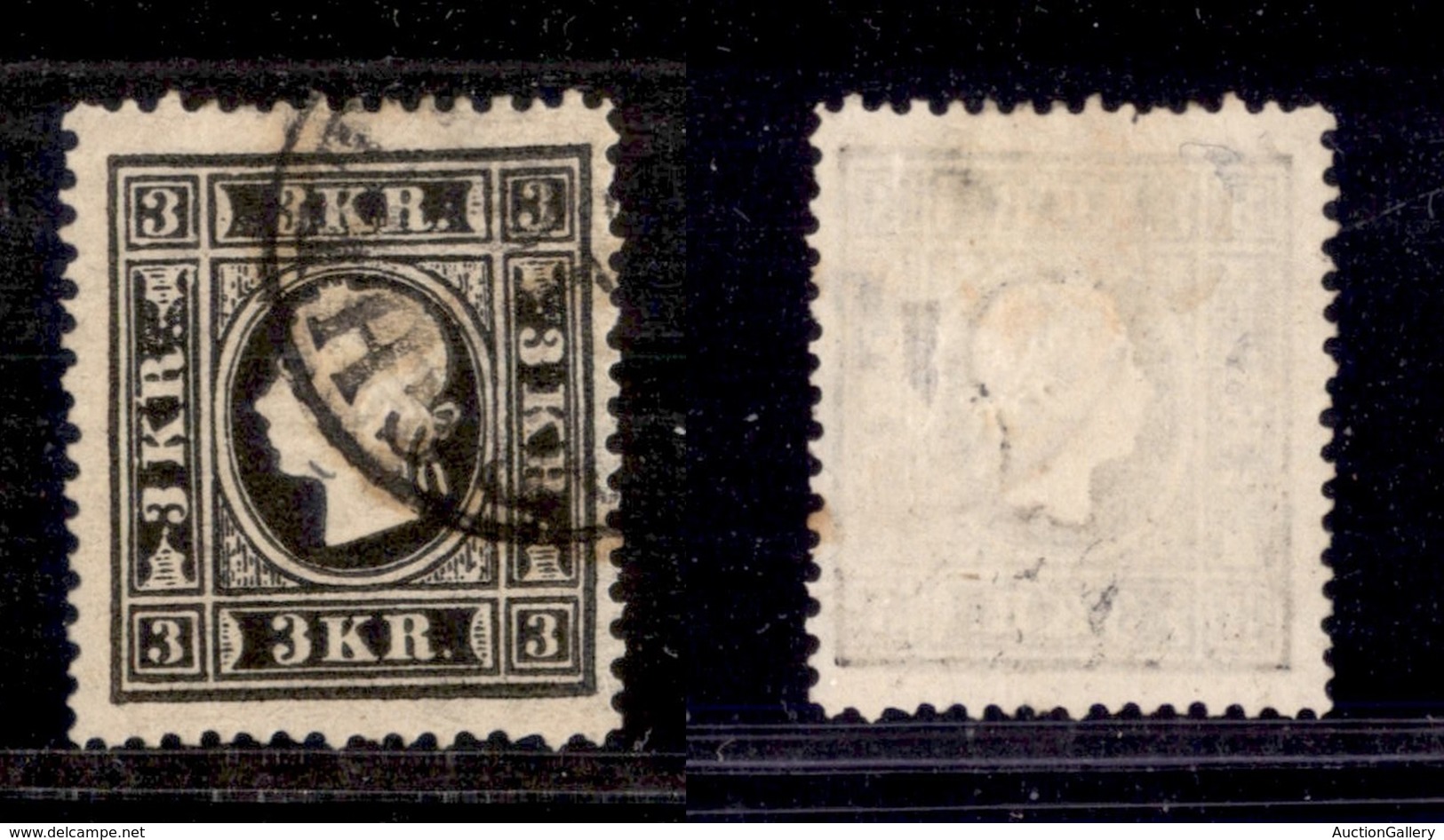 2450 AUSTRIA - 1859 - 3 Kreuzer Nero (unif.12) - II Tipo - Usato (310) - Other & Unclassified