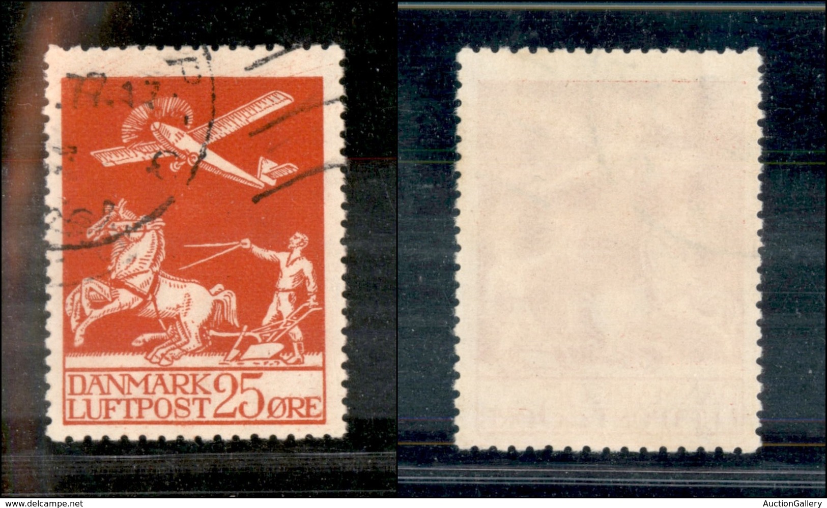 2504 DANIMARCA - 1925/1929 - 25 Ore Posta Aerea (unif. A3) - Usato (55) - Other & Unclassified