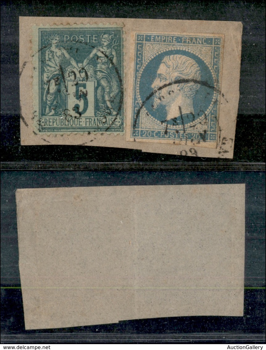 2509 FRANCIA - 1883 - Uso Misto (21 + 59/II B) - Su Frammento - Other & Unclassified