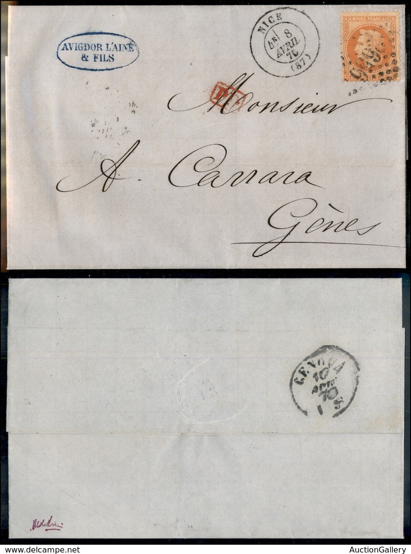 2512 FRANCIA - 40 Cent (unif. 31) - Isolato Su Lettera Da Nizza A Genova Del 8.4.1870 - Other & Unclassified