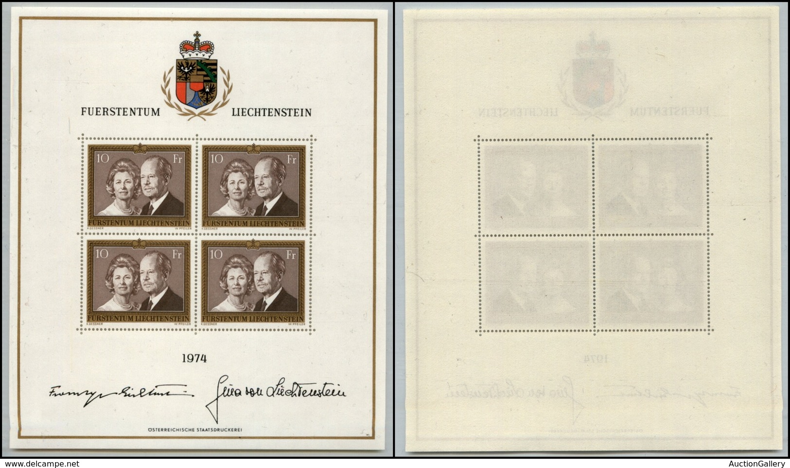 2566 LIECHTENSTEIN - 1974 - Minifoglio 4 X 10 Franchi Principi Regnanti (unif. 557) - Gomma Integra (65) - Autres & Non Classés