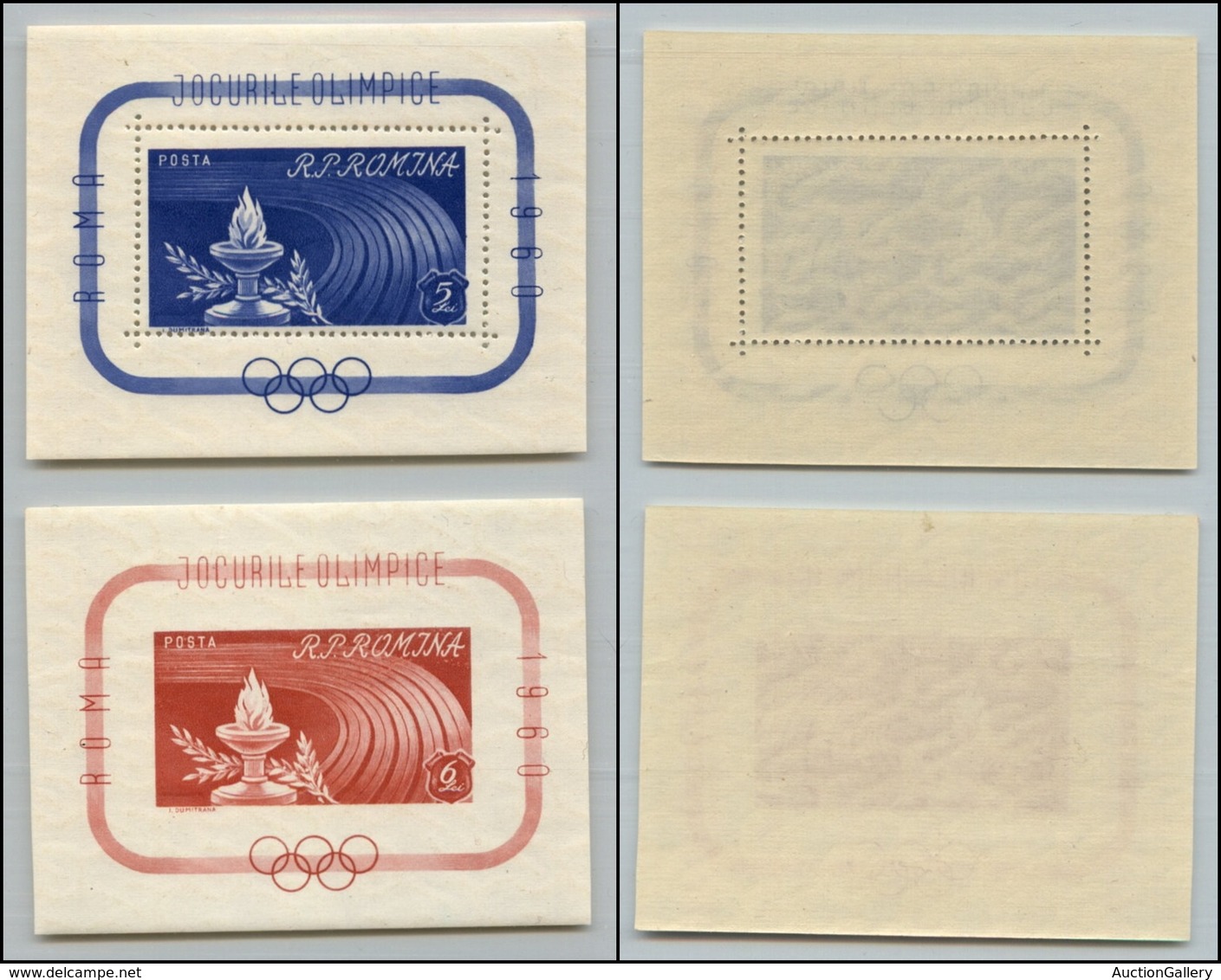 2592 ROMANIA - 1960 - 2 Foglietti Olimpiadi Roma 1960 (unif. BF46/BF47) - Gomma Integra (55) - Other & Unclassified