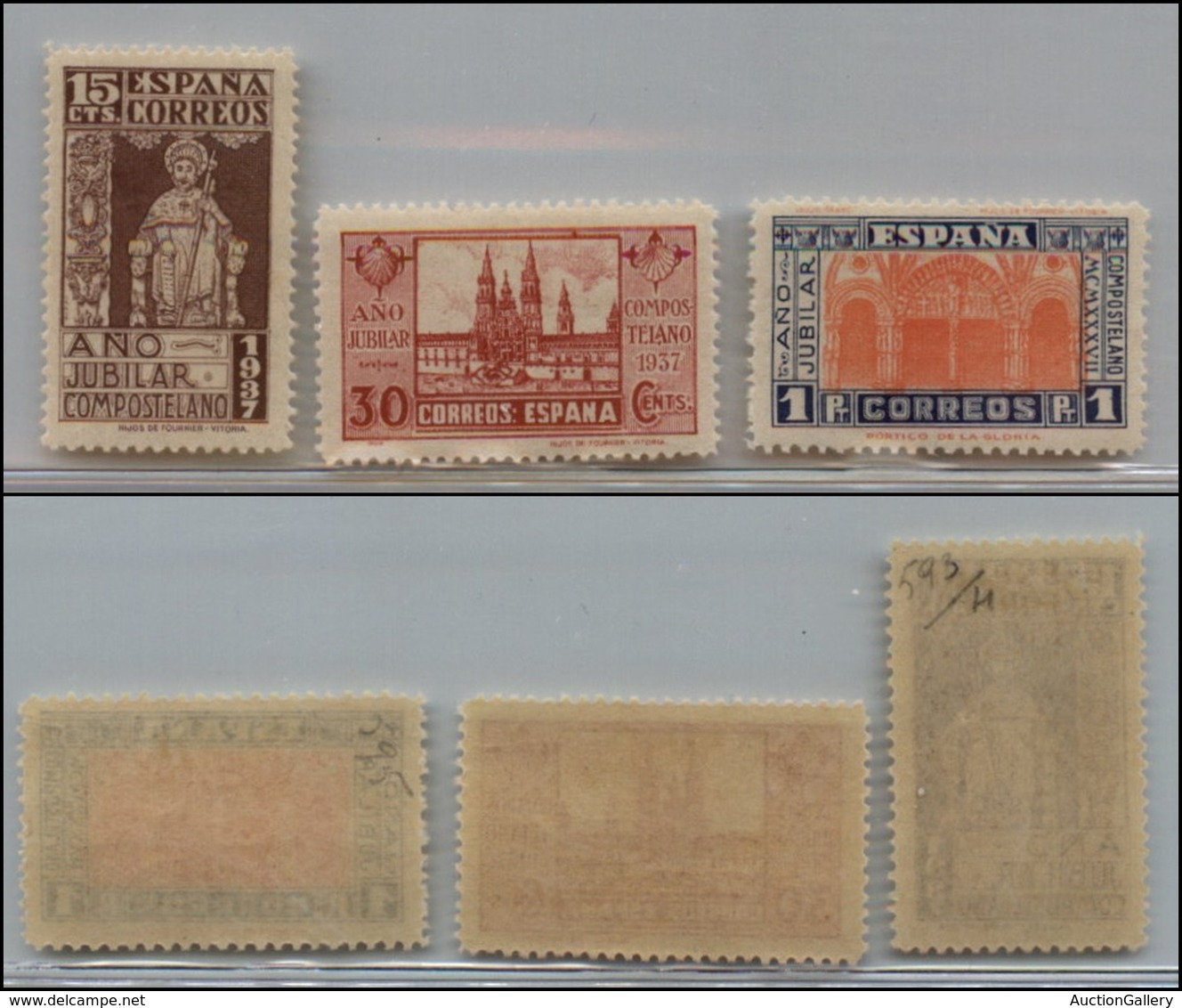 2637 SPAGNA - 1937 - Anno Giubilare Compostela (Unif.595/595) - Serie Completa Di 3 Valori - Nuovi Con Gomma (42) - Other & Unclassified