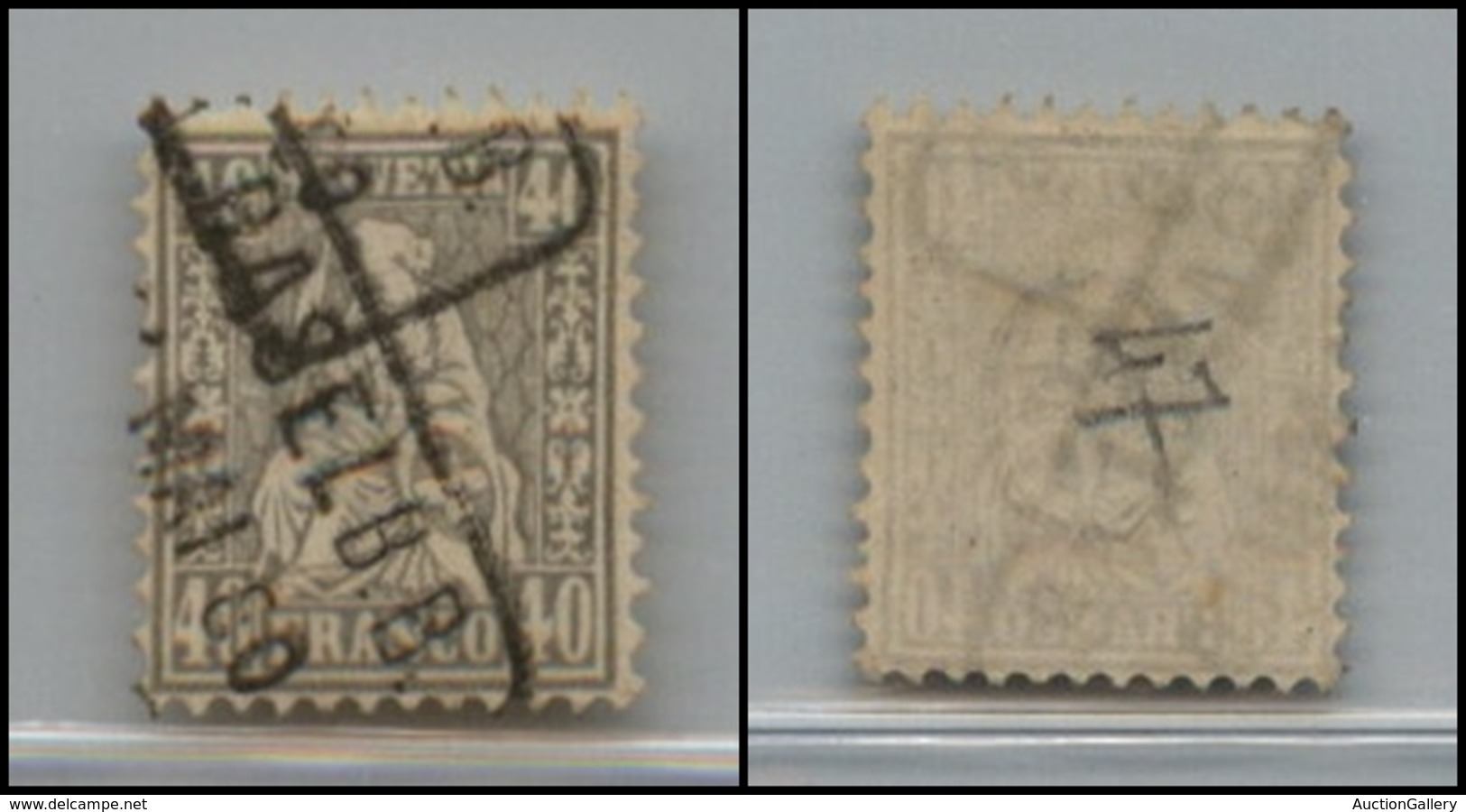 2646 SVIZZERA - 1867/1878 - 40 Cent Grigio Allegoria (Unif.47) - Usato (200) - Autres & Non Classés