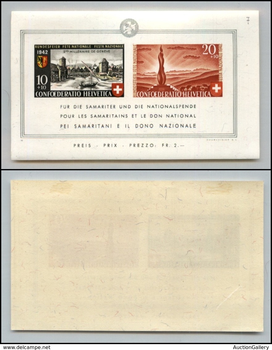 2676 SVIZZERA - 1942 - Foglietto Pro Patria (Unif.BF7) - Nuovo Con Gomma (65) - Other & Unclassified