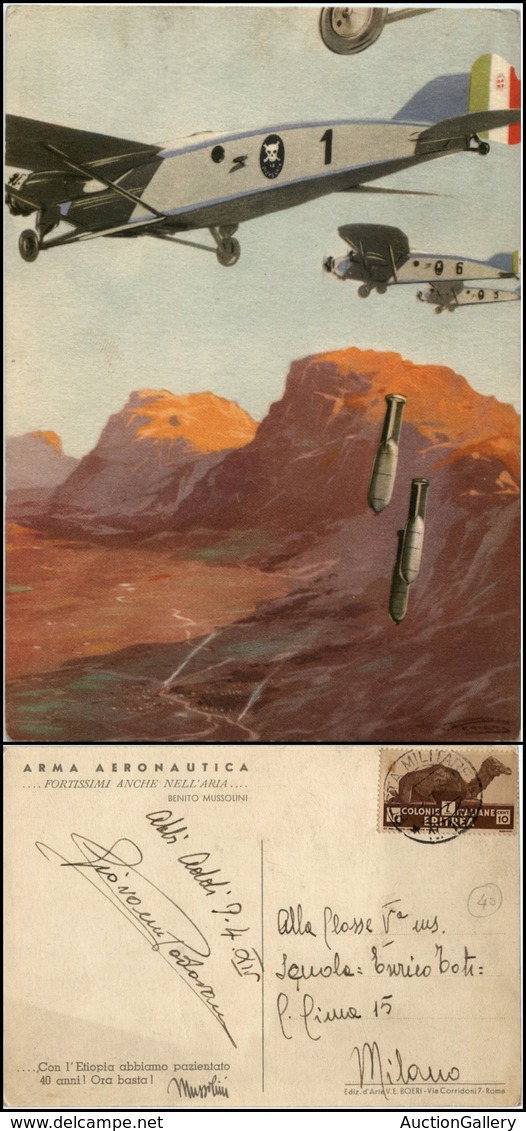 2714 CARTOLINE - MILITARI - Aerei Che Bombardano - Illustratore Ferrari - Viaggiata 9.4.1936 FG - Autres & Non Classés