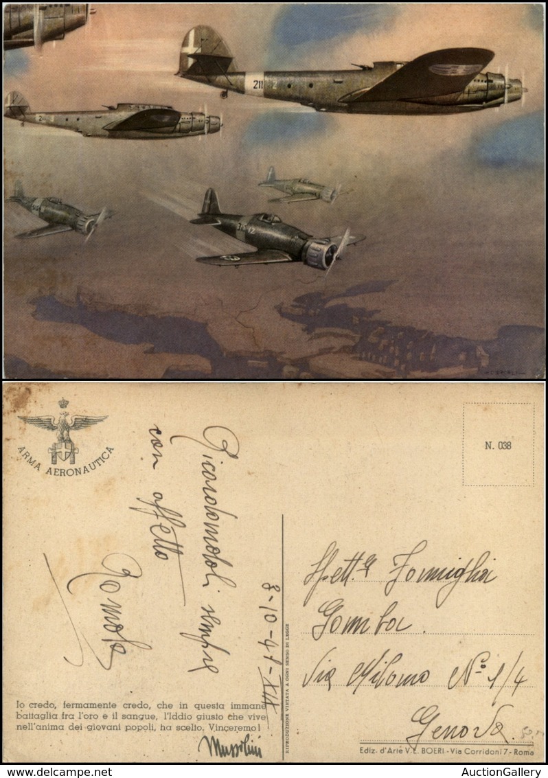 2734 CARTOLINE - MILITARI - Arma Aeronautica - Illustratore D'Ercoli Manlio N.38 - Viaggiata 8.1.1941 FG (30) - Other & Unclassified