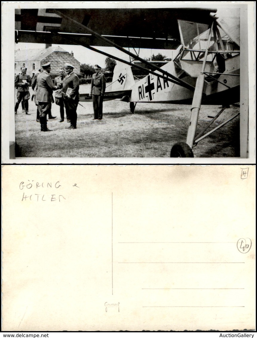 2738 CARTOLINE - MILITARI - Goring E Hitler Si Stringono La Mano Accanto Ad Un Aeroplano Della Luftwaffe - Fotografica N - Andere & Zonder Classificatie