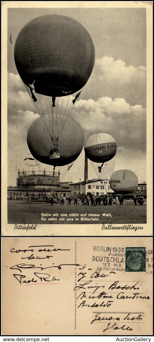 2739 CARTOLINE - MILITARI - Germania - Bitterfeld Ballonwettfliegen - Viaggiata 26.7.1936 - Andere & Zonder Classificatie