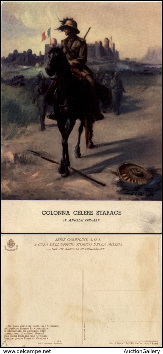 2751 CARTOLINE - MILITARI - MVSN Coloniale - Colonna Celere Starace - Illustratore Tafuri - Nuova FG (45) - Autres & Non Classés