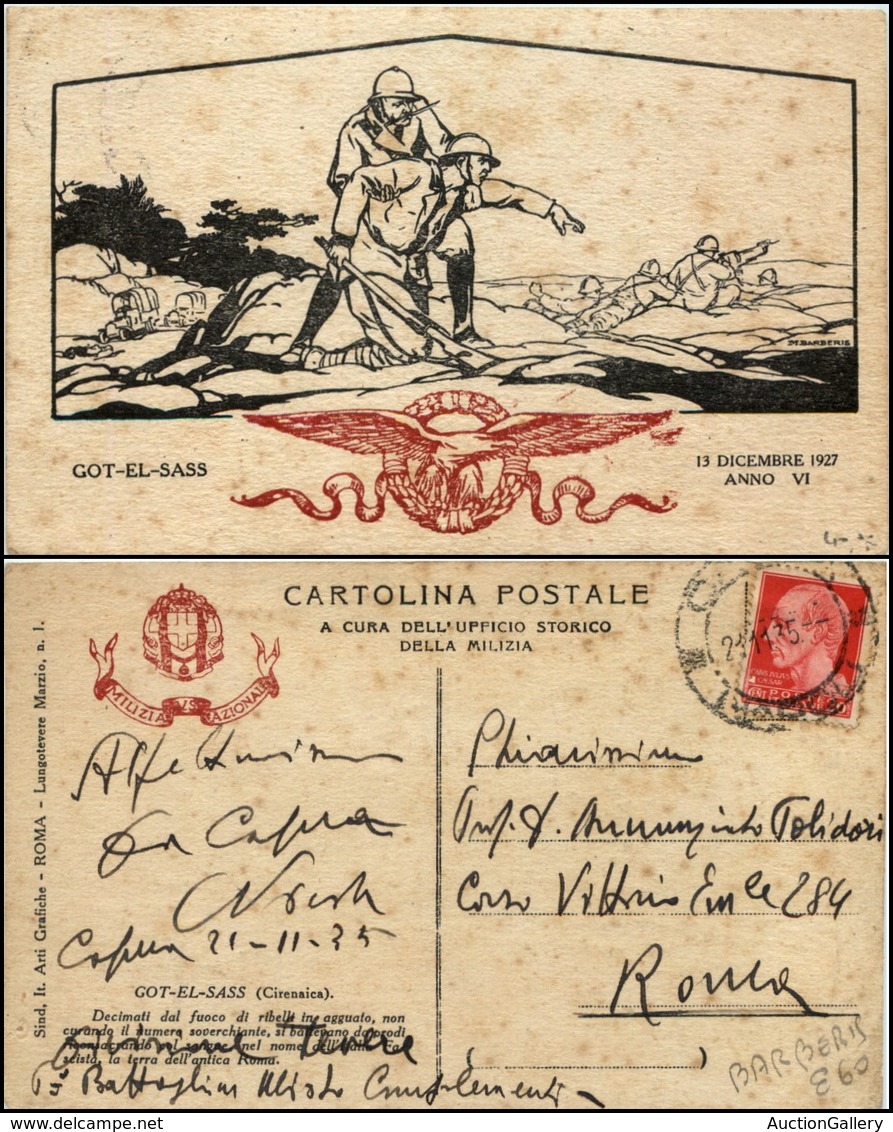 2752 CARTOLINE - MILITARI - MVSN Coloniale - GOT-EL-SASS - Illustratore Barberis - Viaggiata 21.11.1935 (80) - Sonstige & Ohne Zuordnung