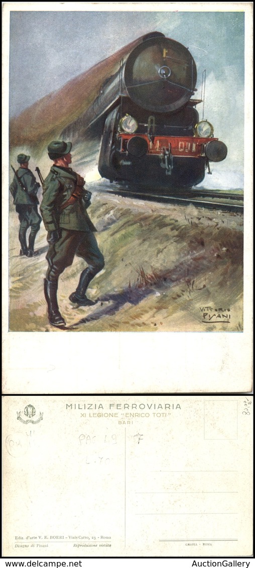 2759 CARTOLINE - MILITARI - Milizia Ferroviaria - 11° Legione "Enrico Toti" Bari - Illustratore Pisani - Nuova (100/120) - Autres & Non Classés