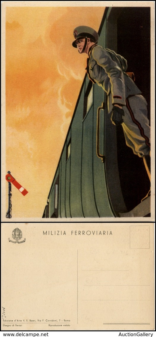 2763 CARTOLINE - MILITARI - Milizia Ferroviaria - Milite Che Si Sporge Dal Treno - Illustratore Ferrari - Nuova FG (110) - Autres & Non Classés