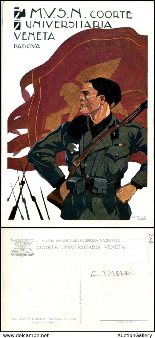 2785 CARTOLINE - MILITARI - Milizia Universitaria - Coorte Universitaria Veneta Padova - Illustratore Ferrari - Nuova (5 - Autres & Non Classés