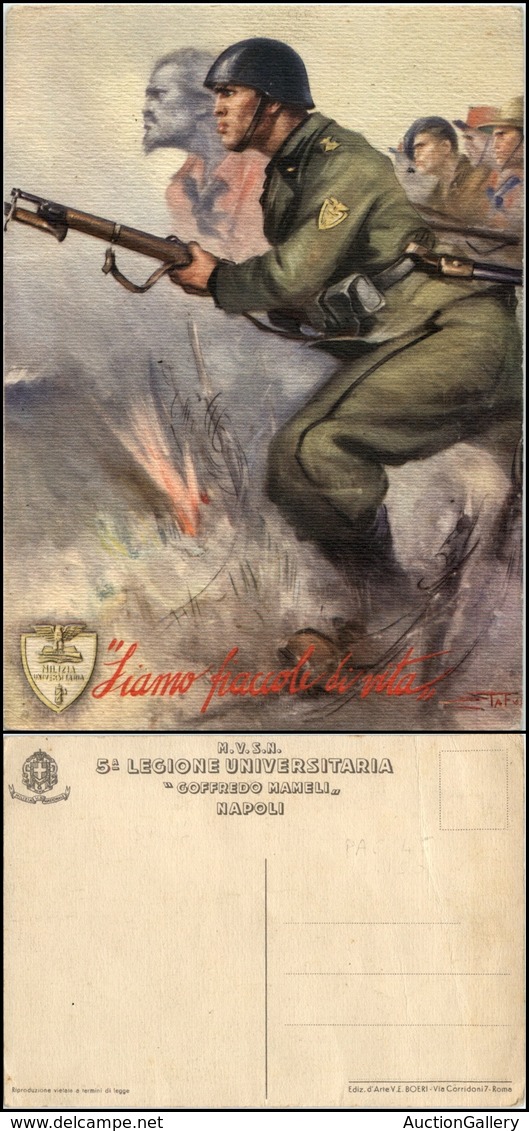 2787 CARTOLINE - MILITARI - Milizia Universitaria - 5° Legione Universitaria "G.Mameli" Napoli - Illustratore Tafuri - N - Sonstige & Ohne Zuordnung