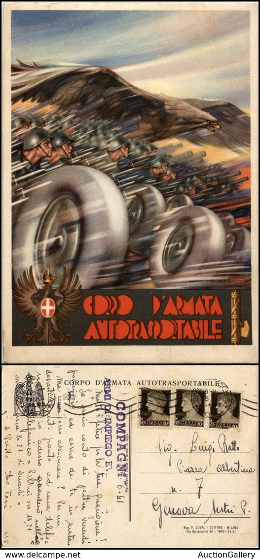 2811 CARTOLINE - MILITARI - Corpo D'armata Autotrasportabile - Illustrata Bartoli G. - Viaggiata 25.6.1941 FG (60) - Other & Unclassified