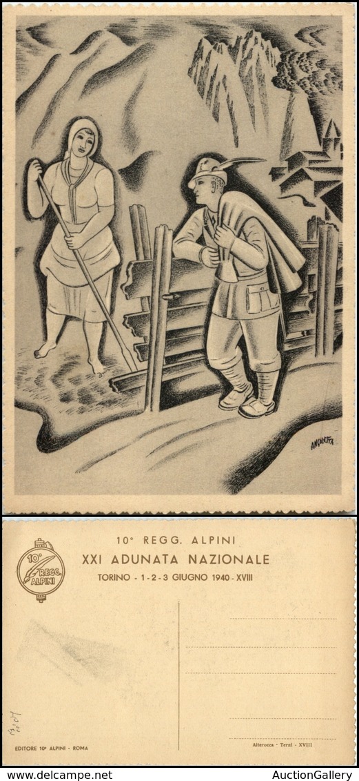 2826 CARTOLINE - MILITARI - 10° Reggimento Alpini - XXI Adunata Nazionale Torino - Illustrata Angoletta - Nuova FG (60) - Autres & Non Classés
