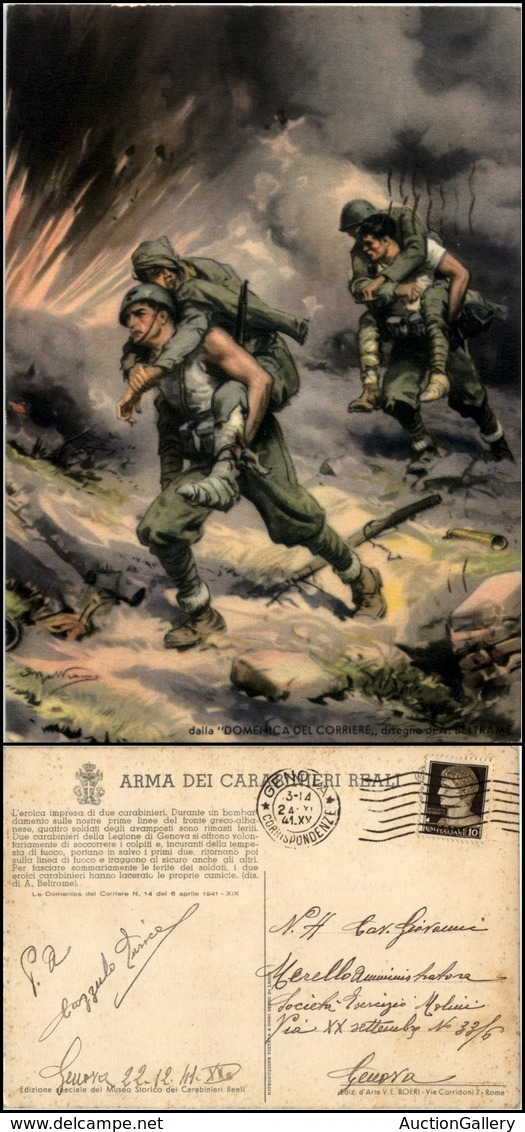 2833 CARTOLINE - MILITARI - Arma Dei Carabinieri Reali - Illustratore A.Beltrame - Viaggiata 24.12.1941 FG - Autres & Non Classés