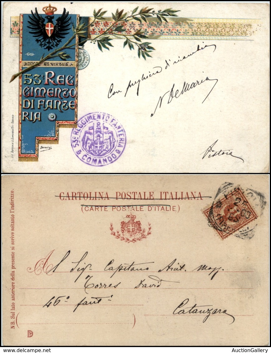 2879 CARTOLINE - MILITARI - 53° Reggimento Fanteria - Timbro Comando - Viaggiata 1908 - Other & Unclassified