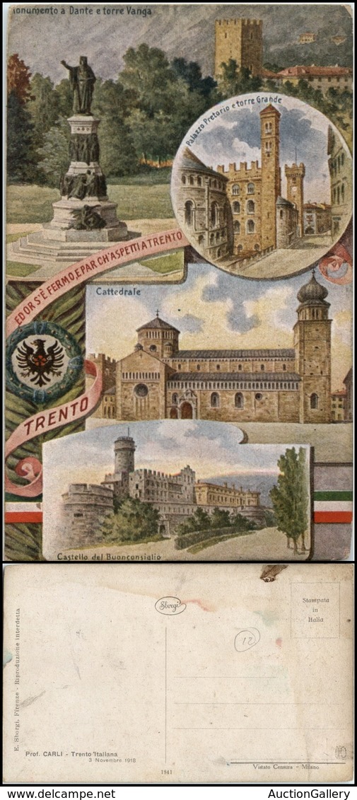 2909 CARTOLINE - MILITARI - Trento Italiana - 4 Vedute - Nuova - Autres & Non Classés