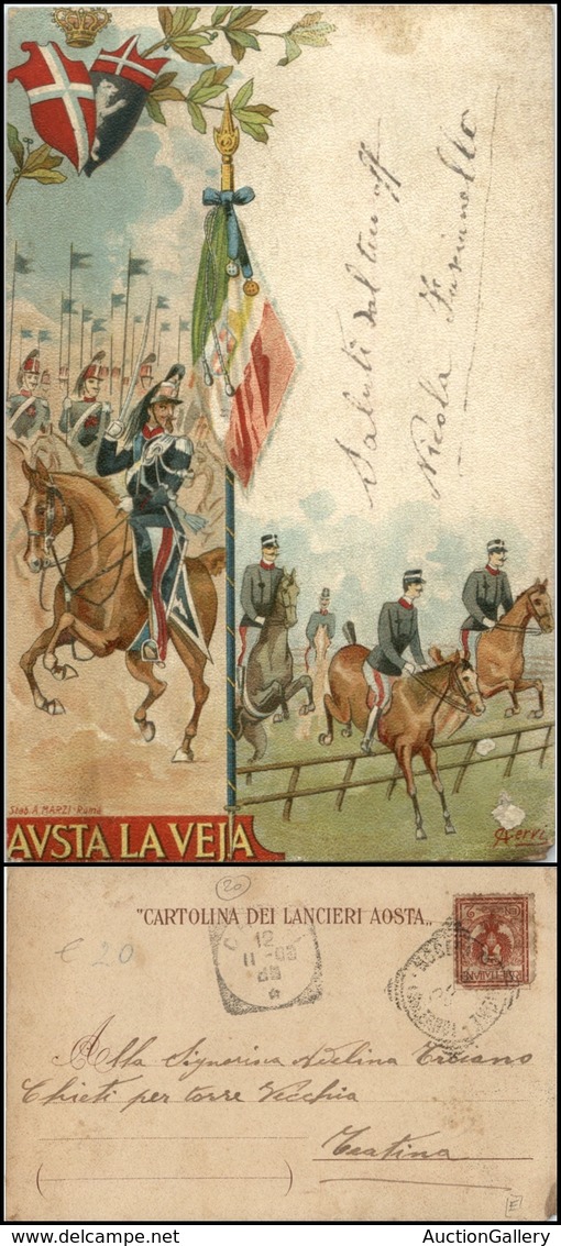 2913 CARTOLINE - MILITARI - Lancieri Aosta - Viaggiata 11.11.1903 - Autres & Non Classés