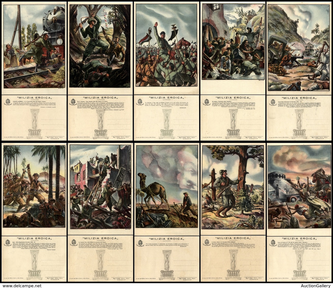 2917 CARTOLINE - MILITARI - Milizia Eroica - Serie Completa Di 10 Cartoline - Illustratore G.Porcheddu (650) - Other & Unclassified