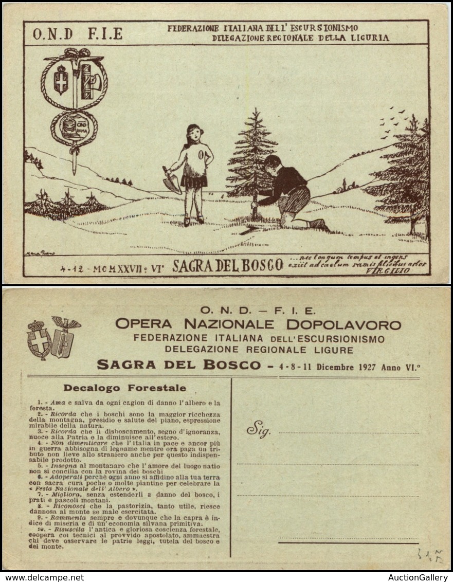 2956 CARTOLINE - COMMEMORATIVE - Federazione Italiana Dell'escursionismo Delegazione Ligure - Sagra Del Bosco 4/8/11 Dic - Sonstige & Ohne Zuordnung