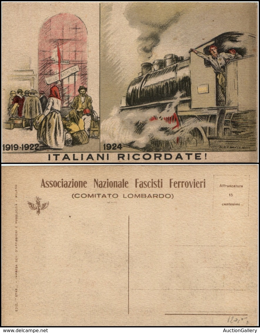 2959 CARTOLINE - COMMEMORATIVE - Associazione Nazionale Fascisti Ferroviari - Comitato Lombardo "Italiani Ricordate! - I - Sonstige & Ohne Zuordnung