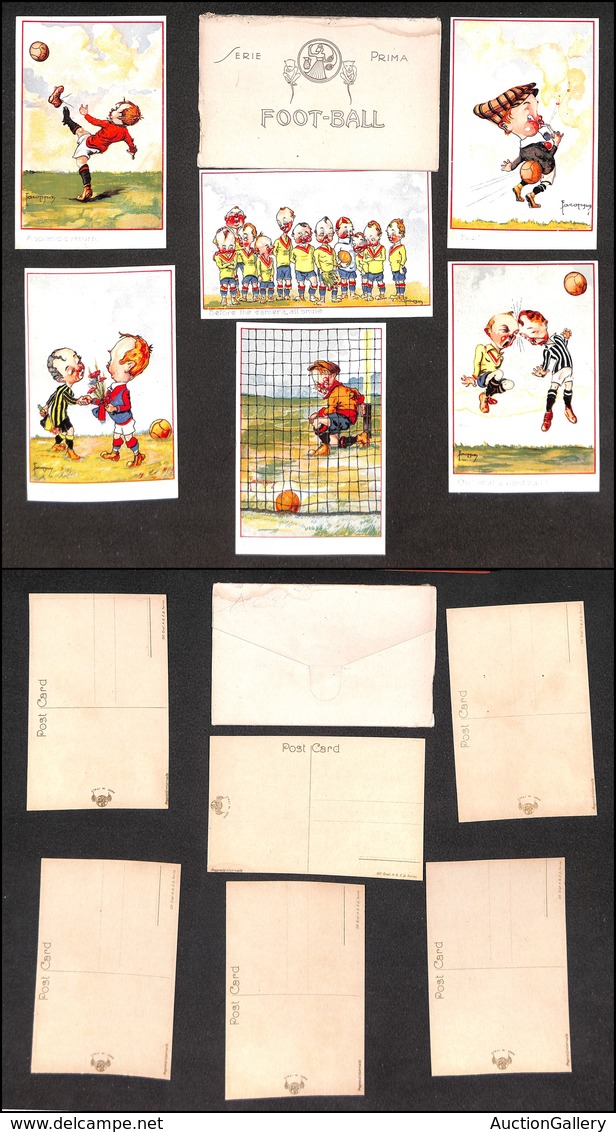 2970 CARTOLINE - COMMEMORATIVE - SPORT - Foot-ball 1° Serie - 6 Cartoline In Custodia Originale - Illustratore Faroppa - - Other & Unclassified