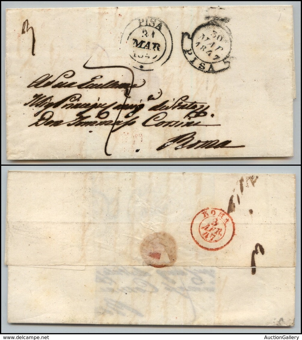 2974 VARIE - Pisa (30/31.3.1847) - Involucro Di Letterina Per Roma - Otros & Sin Clasificación