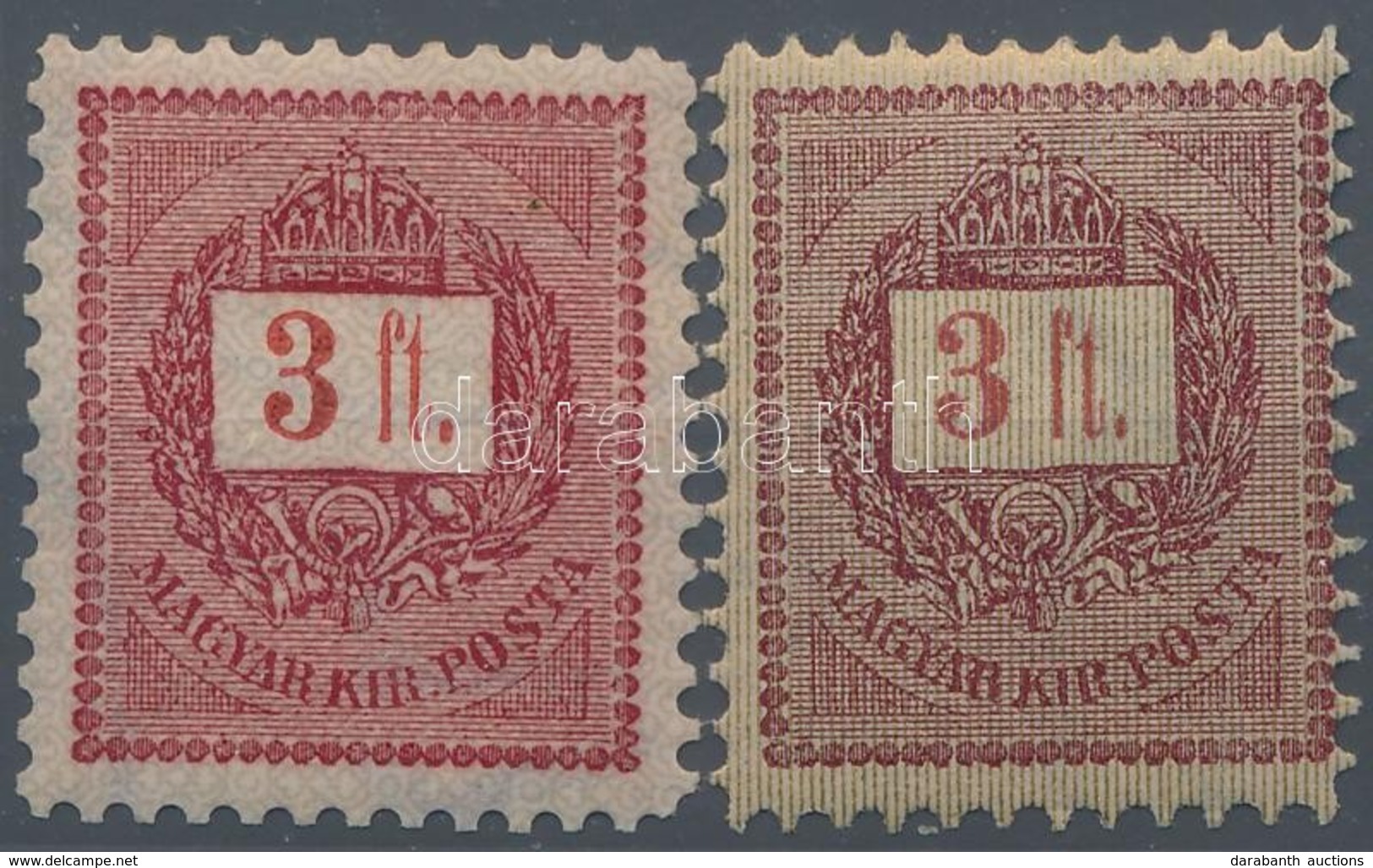 ** 1888 3Ft Próbanyomat Más Alapszínnyomással + Támpéldány Luxus Minőség RRR! - Other & Unclassified