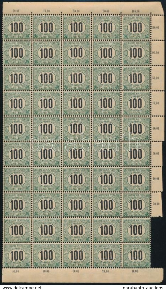 ** 1903 Zöldportó (I.) 100f ívsarki Félívben, Számvízjellel (100.000) (hiányos ívszél) - Andere & Zonder Classificatie