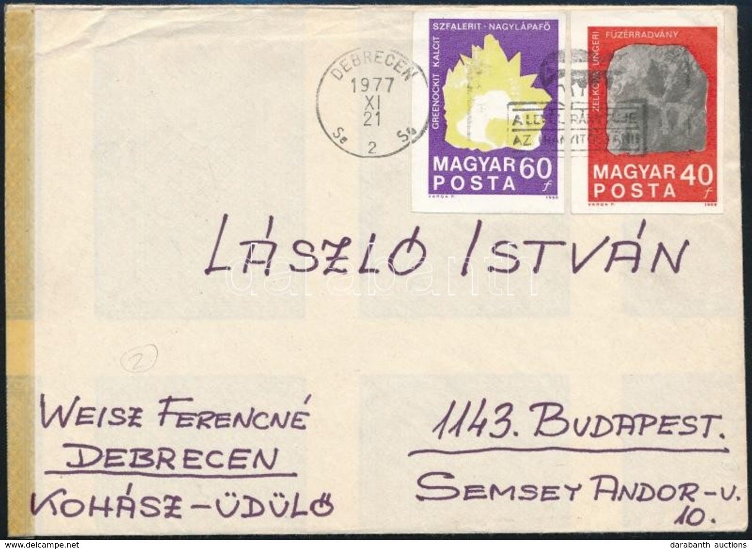 1969 100 éves A Magyar Állami Földtani Intézet Vágott 40f és 60f Barna, Illetve Színnyomat Nélkül Futott Levélen (80.000 - Autres & Non Classés