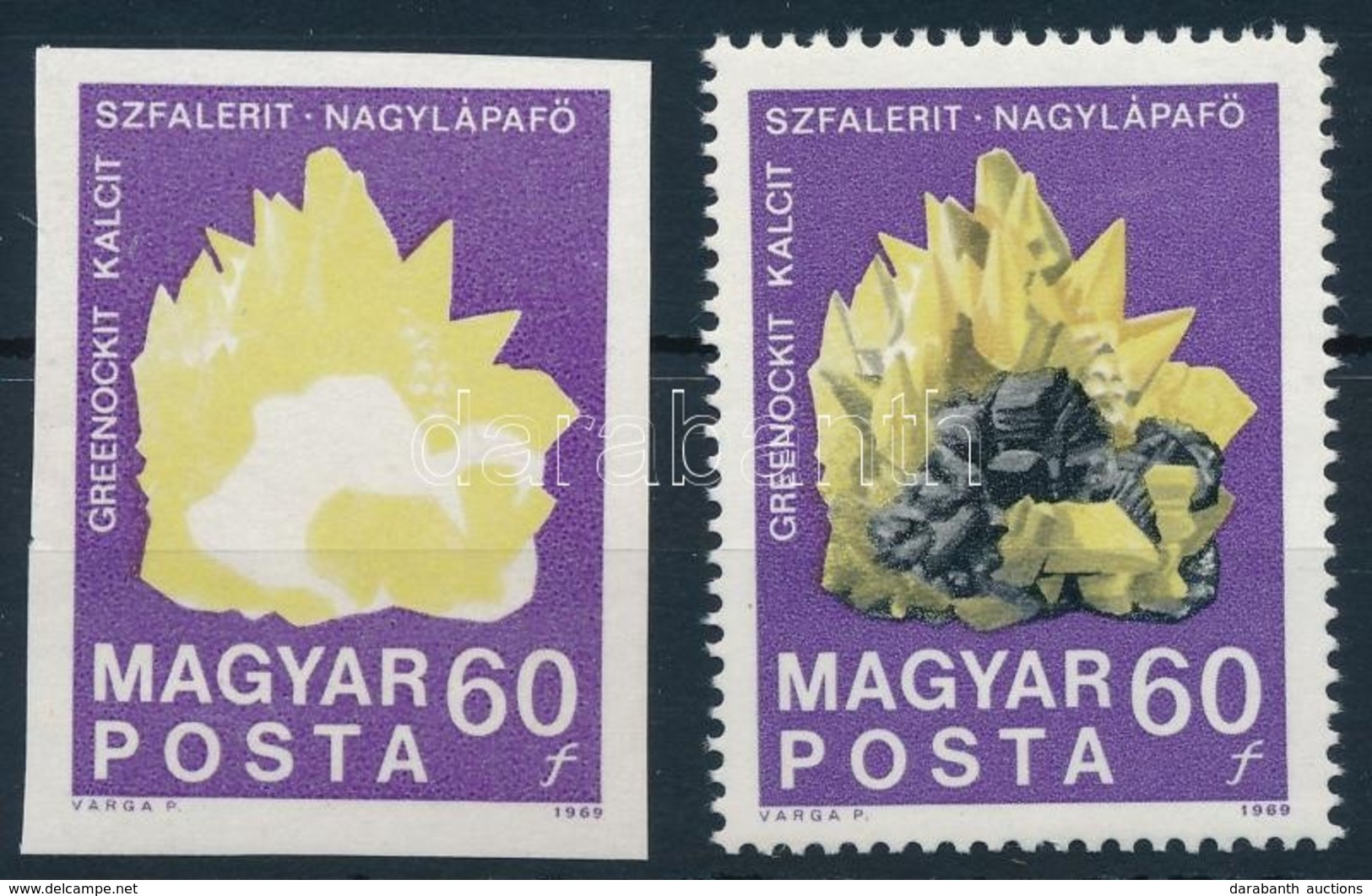 ** 1969 100 éves A Magyar Állami Földtani Intézet Vágott 60f Fekete Színnyomat Nélkül + Támpéldány (40.000) - Other & Unclassified