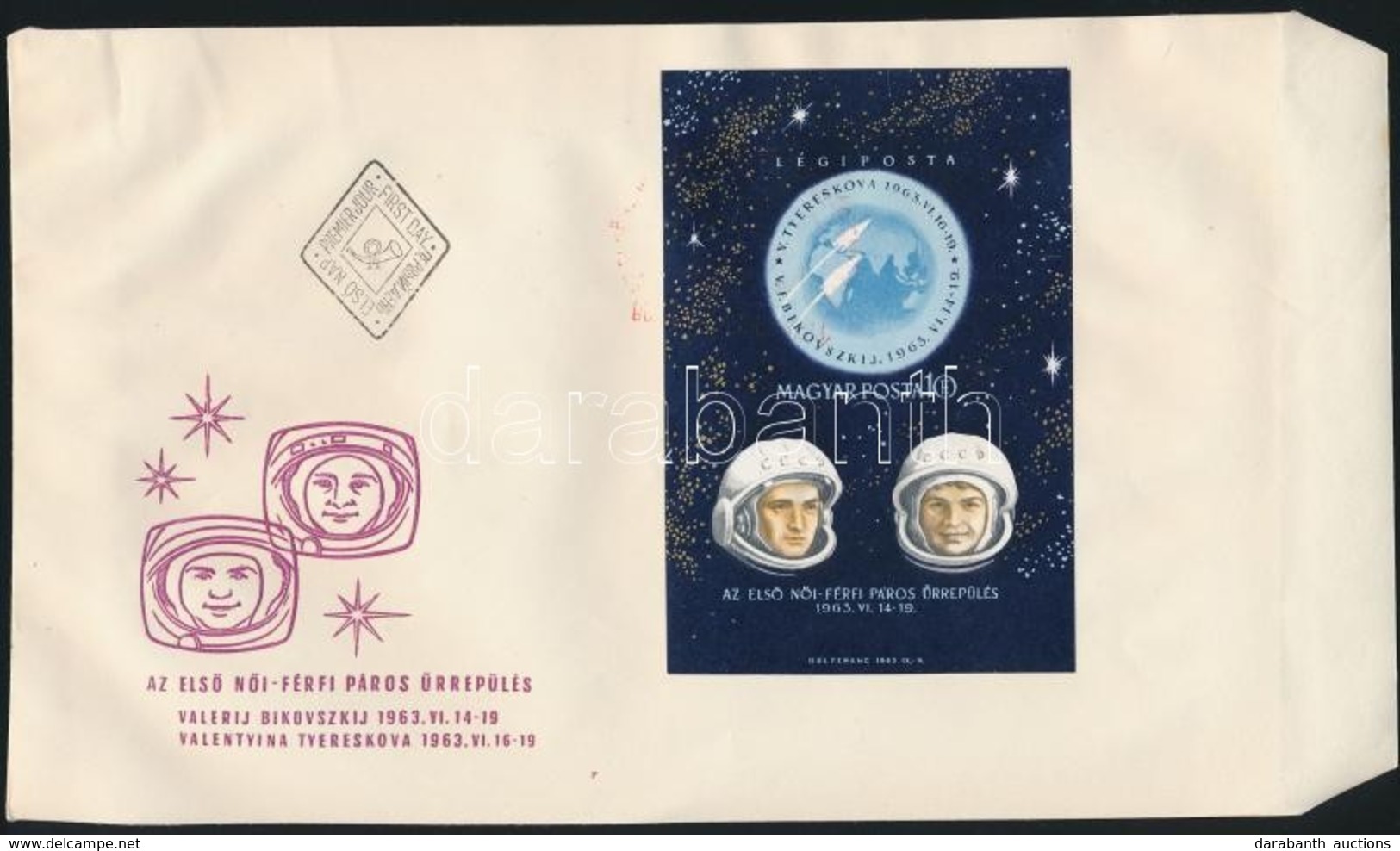 1963 Első Női-férfi Páros űrrepülés Vágott Blokk FDC-n - Altri & Non Classificati