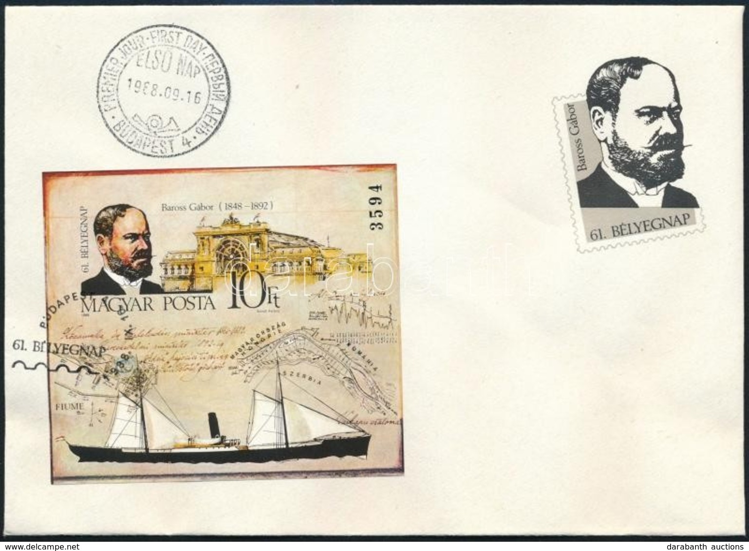 1988 Bélyegnap (61.) Vágott Blokk FDC (7.000) - Autres & Non Classés