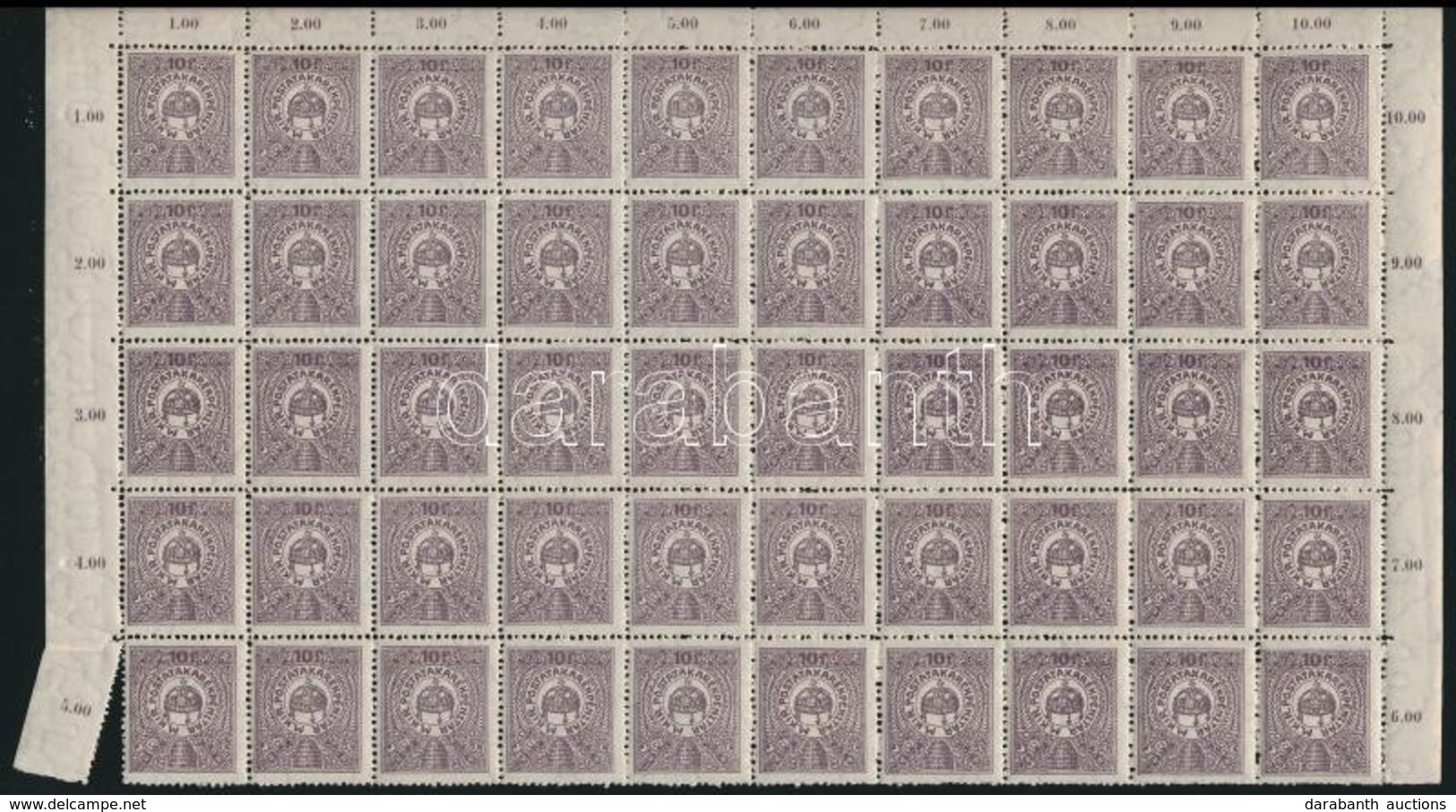 ** 1916 100 Db Postatakarékpénztári Bélyeg 2 Félívben (10.000) - Autres & Non Classés